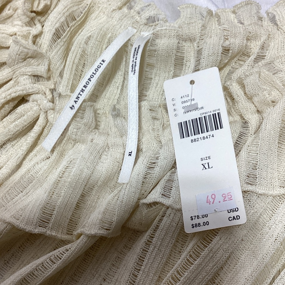 NWT Anthropologie XL Cream Ruffle Blouse - Picture 8 of 10